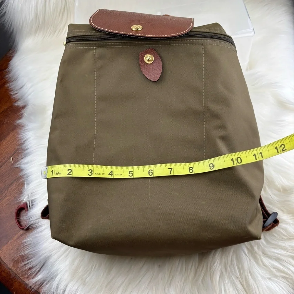 Longchamp Le Pliage Nylon Foldable Backpack with Leather Accents